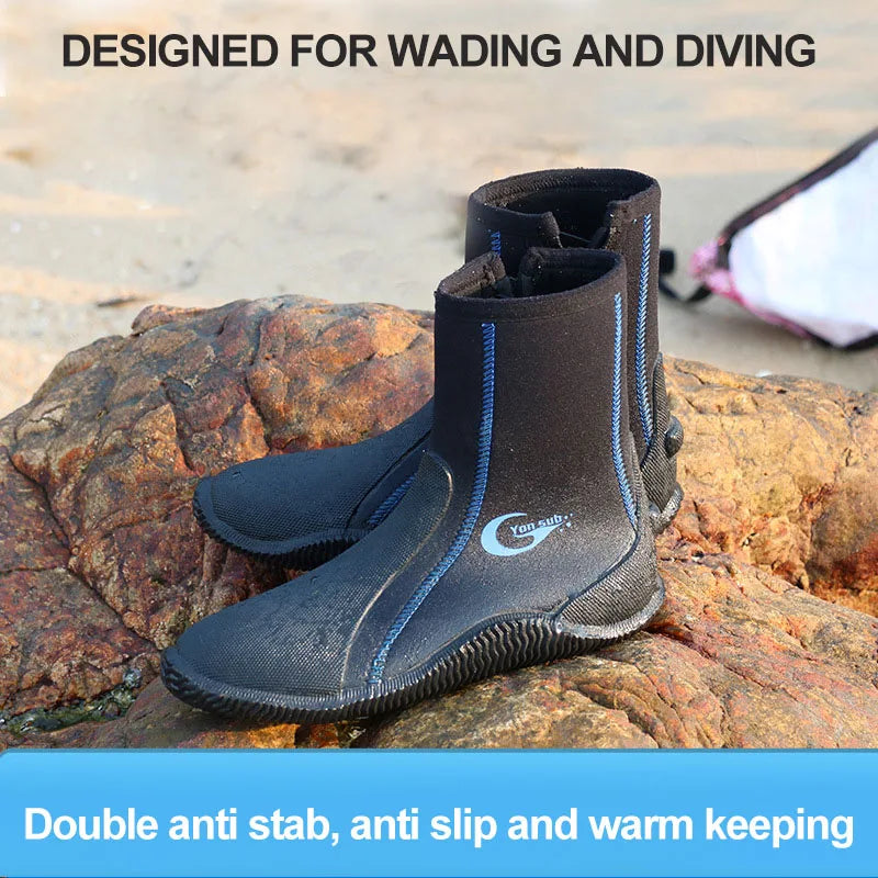 5mm Neoprene Diving Boots Wading Shoes Anti Slip Wear Resistant Snorkeling Socks Winter Water Sports Cold Proof Keep Warm