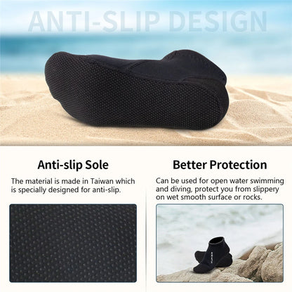3mm Neoprene Socks Beach Volleyball Diving Swimming Surfing Snorkeling Kayaking Rafting Water Booties, Flatlock Stitches,Low Cut
