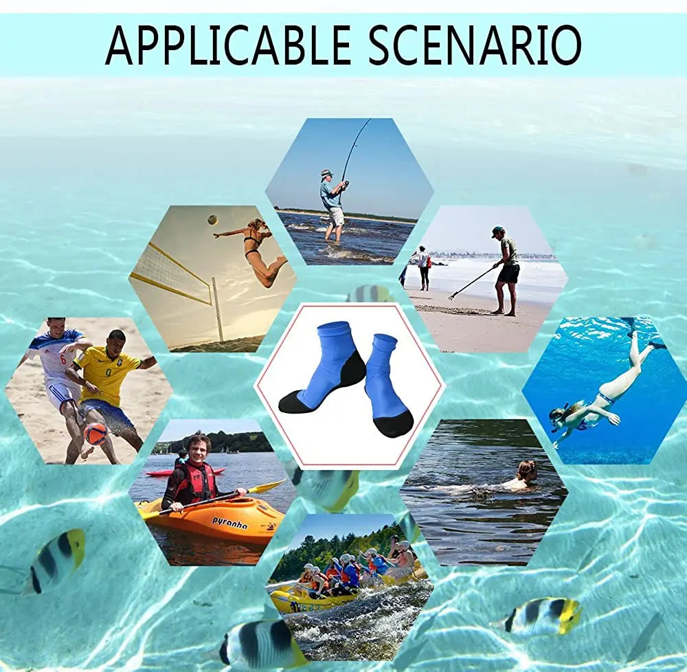 Neoprene Fin Socks for Sand Beach Volleyball Soccer Thin Polyester Uppers 1.5mm Neoprene Soles Sun Protection Water Shoes
