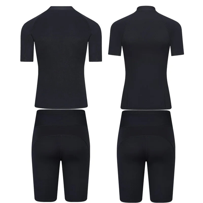 Men's Women's 2mm Neoprene Couple Split Shorty Wetsuit Warm Swimming Snorkeling Surfing Diving Suits Short Sleeves Swimsuits