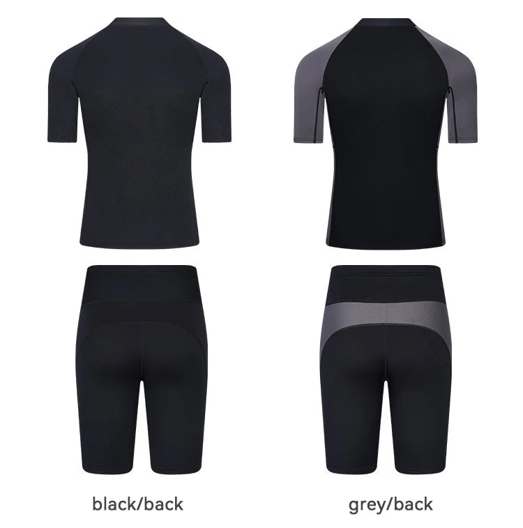 Men's Women's 2mm Neoprene Couple Split Shorty Wetsuit Warm Swimming Snorkeling Surfing Diving Suits Short Sleeves Swimsuits