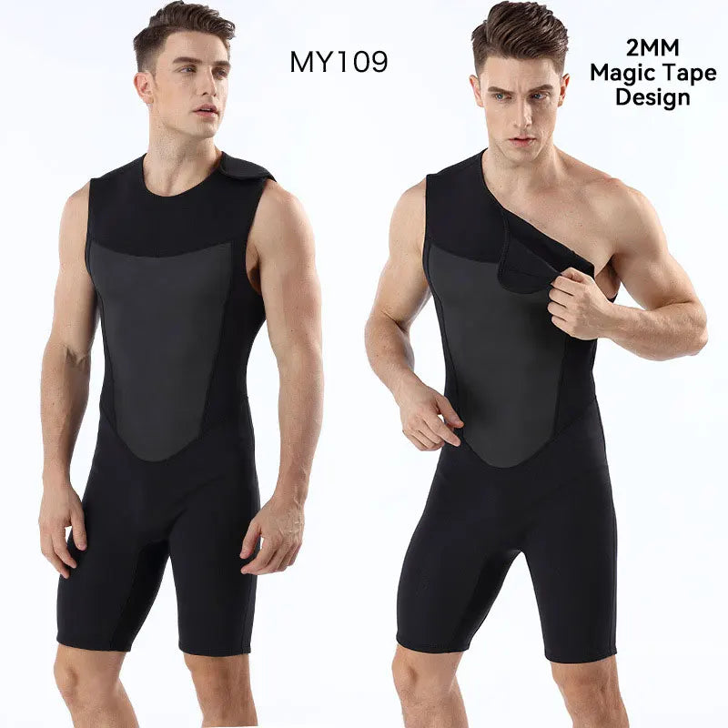 Men's 2MM Neoprene Warm Diving Suit One Piece Vest Shorts Wetsuit Cold Proof Surfing Swimming Snorkeling Bathing Suit Swimsuit