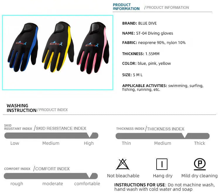 Men Women's Surfing Gloves Thin 1.5mm Neoprene Wear-resistant Swimming Snorkeling Drifting Paddle Water Sports Wetsuit Gloves