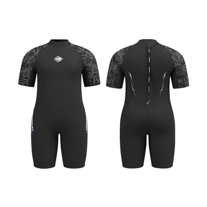 Men's 3mm Neoprene Plus Size Shorty Wetsuit Warm Thermal Short Sleeves Back Zipper Surfing Swimming Drifting Snorkeling Suit