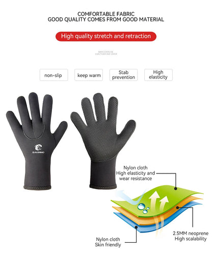 3MM Neoprene Wetsuit Gloves Hand Protectors Winter Swimming Anti-slip Cold-proof Stab-proof Fishing Snorkeling Diving Equipment