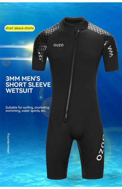 Men Women's 3mm Wetsuit Short-sleeved Shorty Wetsuit Thickened Anti-jellyfish Thermal Diving Swimming Snorkeling Surfing Suit