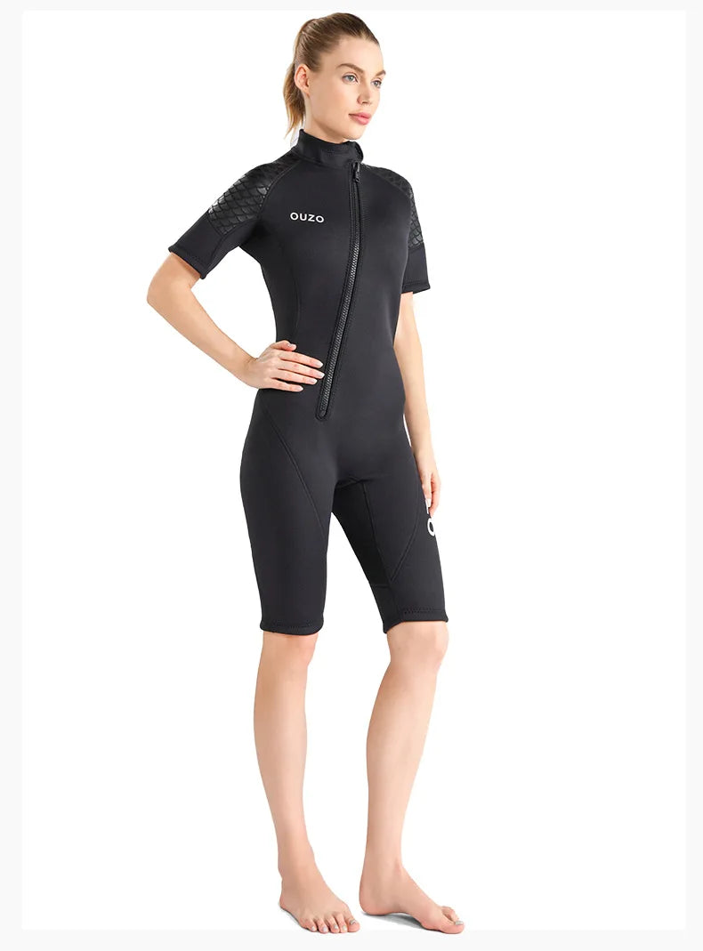 Men Women's 3mm Wetsuit Short-sleeved Shorty Wetsuit Thickened Anti-jellyfish Thermal Diving Swimming Snorkeling Surfing Suit