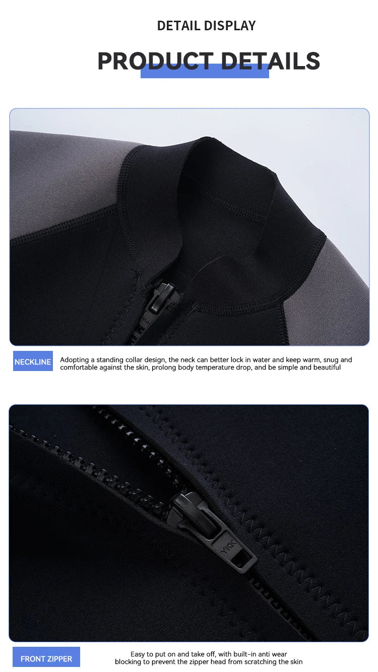 Men's Women's 2mm Neoprene Couple Split Shorty Wetsuit Warm Swimming Snorkeling Surfing Diving Suits Short Sleeves Swimsuits
