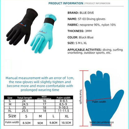 3mm Neoprene Diving Gloves Winter Swimming Scratch Resistant Warm Anti Slip Wear-resistant Professional Surfing Fishing Gloves