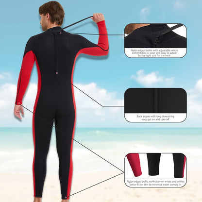 Men's 3mm Neoprene Snorkeling Suit Warm Anti-Jellyfish Cold-Proof One-Piece Back Zipper Wetsuit For Swimming Drifting Surfing