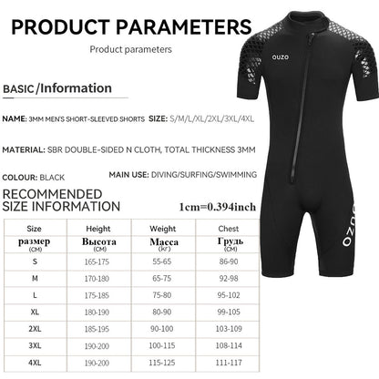 Men Women's 3mm Wetsuit Short-sleeved Shorty Wetsuit Thickened Anti-jellyfish Thermal Diving Swimming Snorkeling Surfing Suit