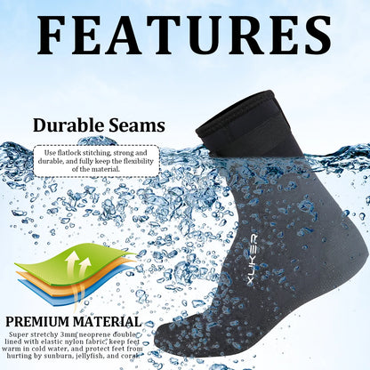 Men's Women's 3mm Neoprene Socks Beach Volleyball Sand Soccer Diving Swimming Surfing Snorkeling Fishing Kayaking Water Booties