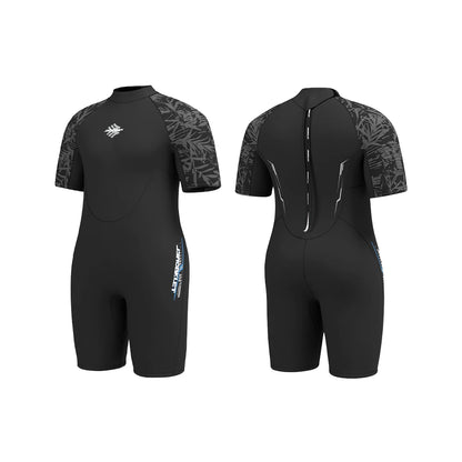 Men's 3mm Neoprene Plus Size Shorty Wetsuit Warm Thermal Short Sleeves Back Zipper Surfing Swimming Drifting Snorkeling Suit