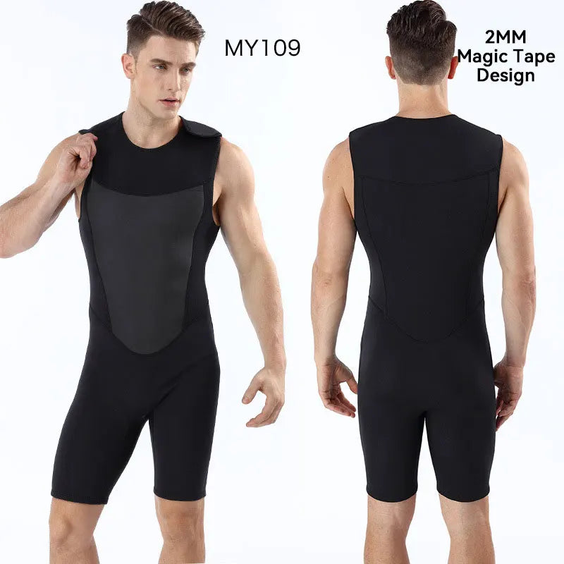 Men's 2MM Neoprene Warm Diving Suit One Piece Vest Shorts Wetsuit Cold Proof Surfing Swimming Snorkeling Bathing Suit Swimsuit