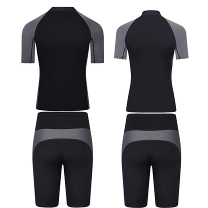 Men's Women's 2mm Neoprene Couple Split Shorty Wetsuit Warm Swimming Snorkeling Surfing Diving Suits Short Sleeves Swimsuits