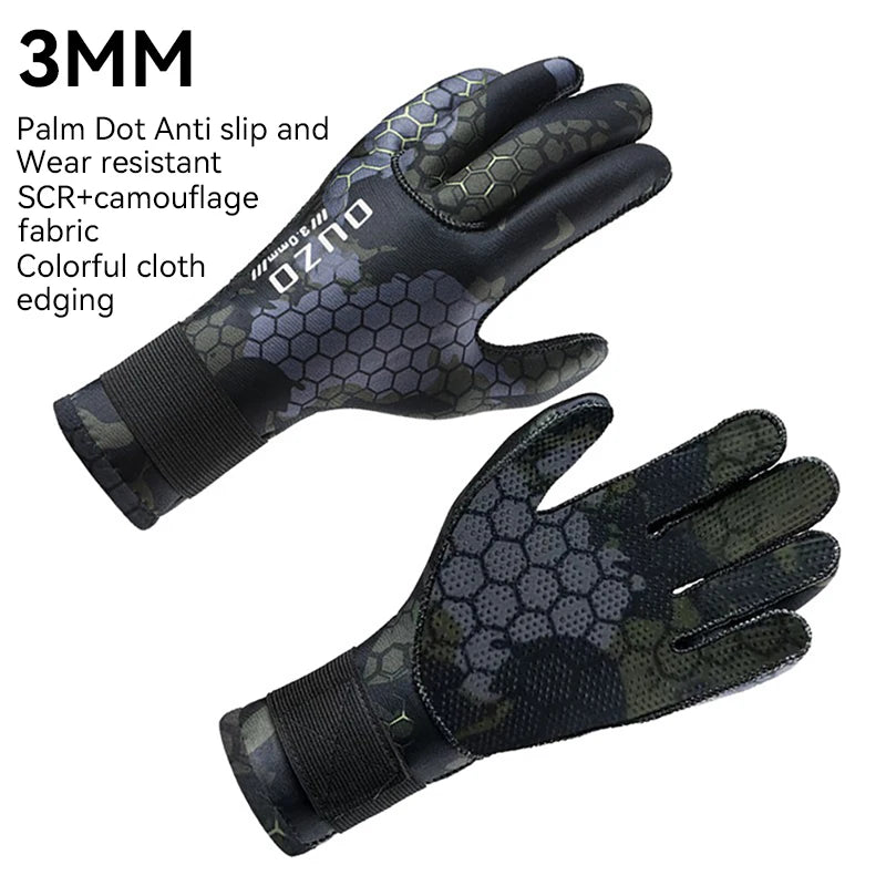 Men Women's 3Mm Neoprene Warm Wear-resistant Snorkeling Diving Gloves Non-slip Fishing Catching Fish Winter Swimming Gloves