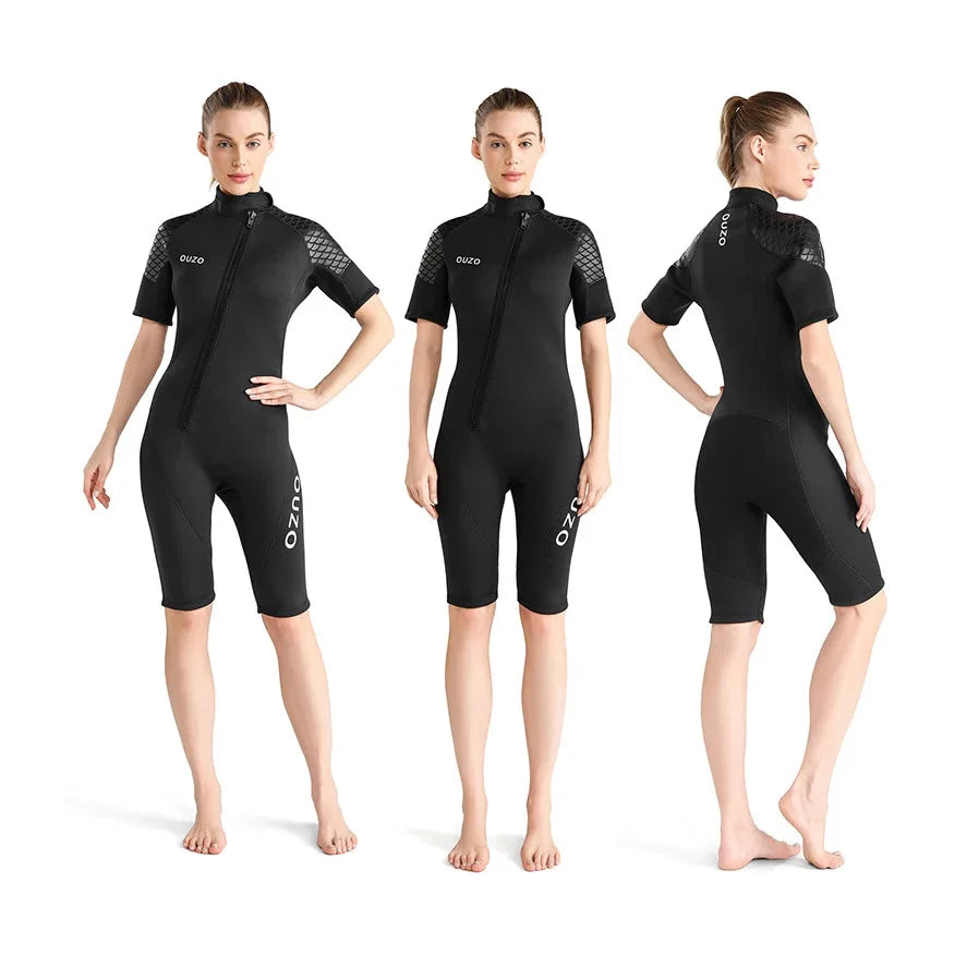 Men Women's 3mm Wetsuit Short-sleeved Shorty Wetsuit Thickened Anti-jellyfish Thermal Diving Swimming Snorkeling Surfing Suit