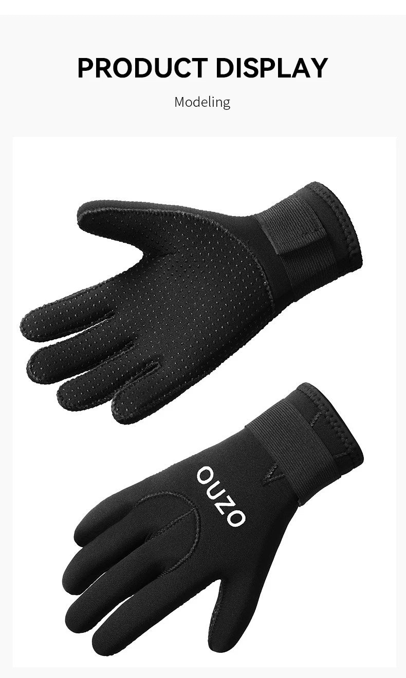 Men Women's 3Mm Neoprene Warm Wear-resistant Snorkeling Diving Gloves Non-slip Fishing Catching Fish Winter Swimming Gloves