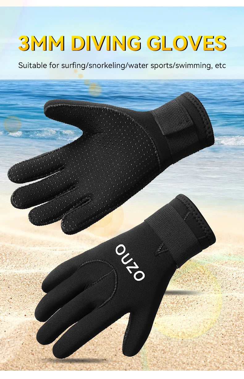 Men Women's 3Mm Neoprene Warm Wear-resistant Snorkeling Diving Gloves Non-slip Fishing Catching Fish Winter Swimming Gloves