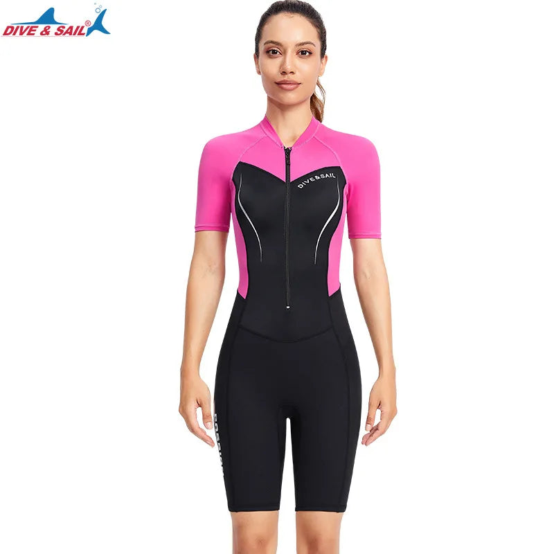Men Women New Couple Diving Suit One-piece Sunscreen Swimsuit Short-sleeved Shorts 1.5mm Snorkeling Surfing Warm Shorty Wetsuit