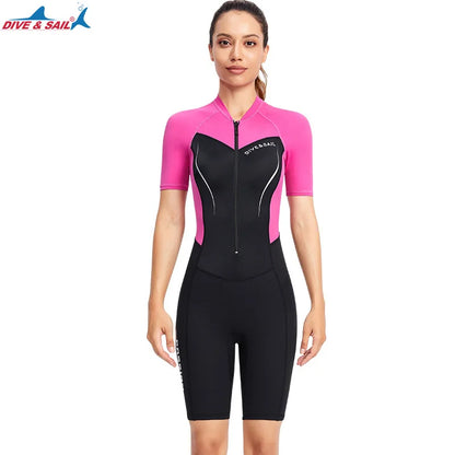 Men Women New Couple Diving Suit One-piece Sunscreen Swimsuit Short-sleeved Shorts 1.5mm Snorkeling Surfing Warm Shorty Wetsuit