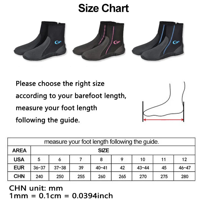 5mm Neoprene Diving Boots Wading Shoes Anti Slip Wear Resistant Snorkeling Socks Winter Water Sports Cold Proof Keep Warm