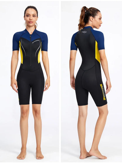 Men Women New Couple Diving Suit One-piece Sunscreen Swimsuit Short-sleeved Shorts 1.5mm Snorkeling Surfing Warm Shorty Wetsuit