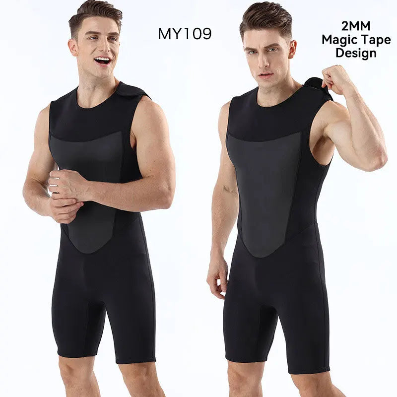 Men's 2MM Neoprene Warm Diving Suit One Piece Vest Shorts Wetsuit Cold Proof Surfing Swimming Snorkeling Bathing Suit Swimsuit