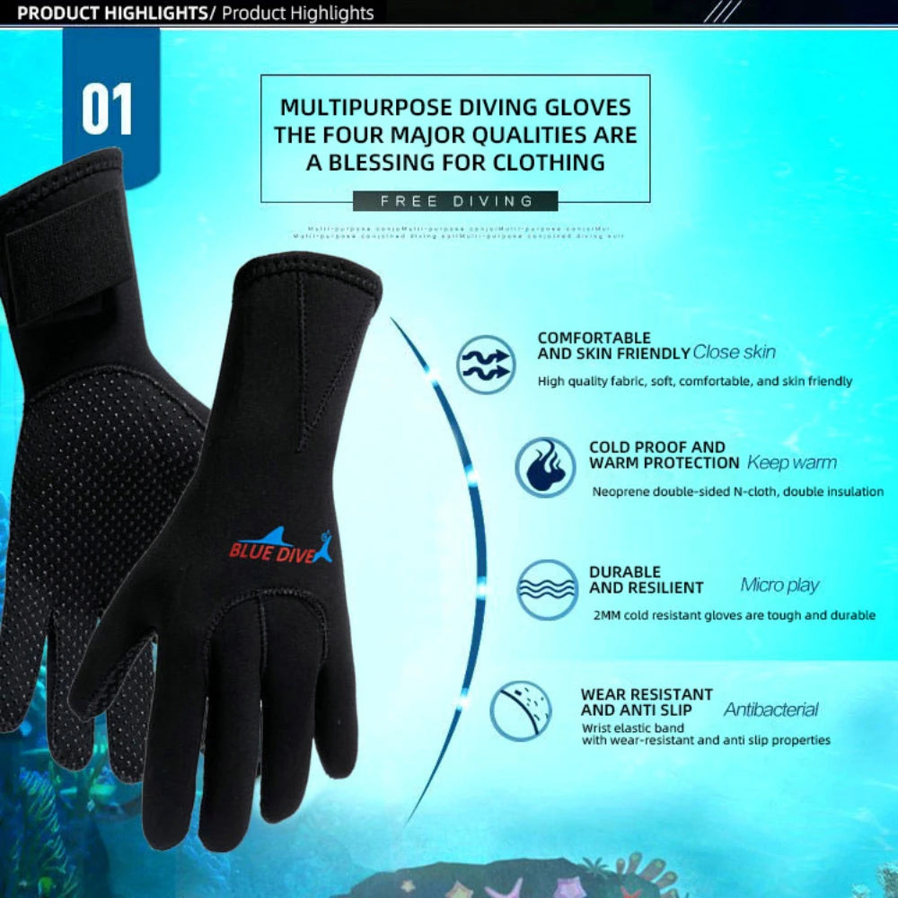 3mm Neoprene Diving Gloves Winter Swimming Scratch Resistant Warm Anti Slip Wear-resistant Professional Surfing Fishing Gloves