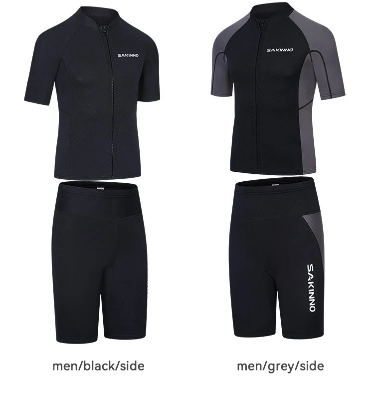 Men's Women's 2mm Neoprene Couple Split Shorty Wetsuit Warm Swimming Snorkeling Surfing Diving Suits Short Sleeves Swimsuits