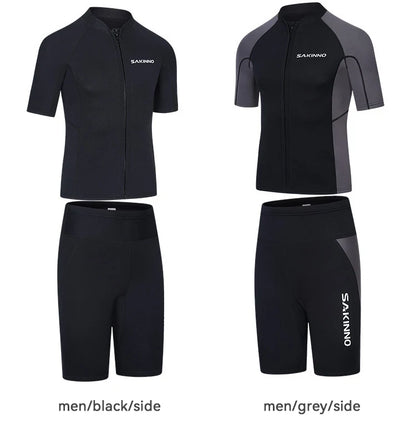 Men's Women's 2mm Neoprene Couple Split Shorty Wetsuit Warm Swimming Snorkeling Surfing Diving Suits Short Sleeves Swimsuits
