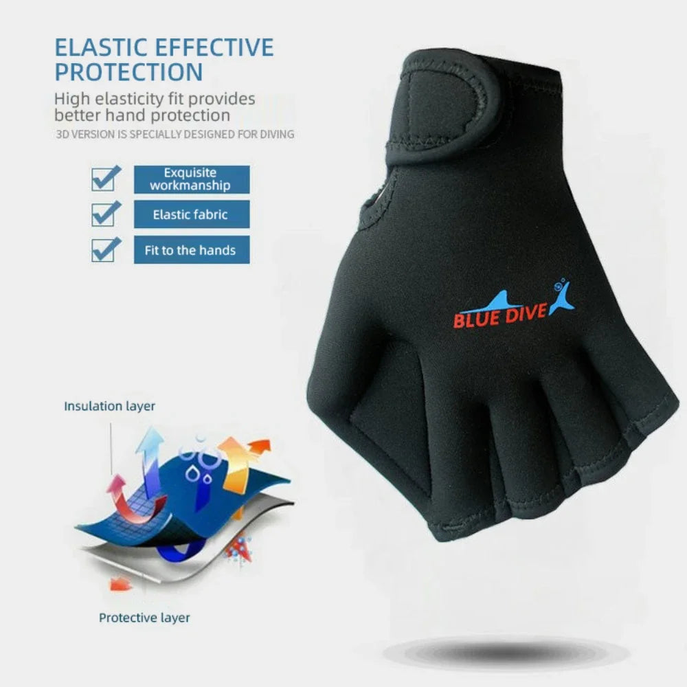 Adults Children's Neoprene Swimming Gloves Fingerless Paddling Duck Paw Snorkeling Winter Swimming Training Classes Gloves