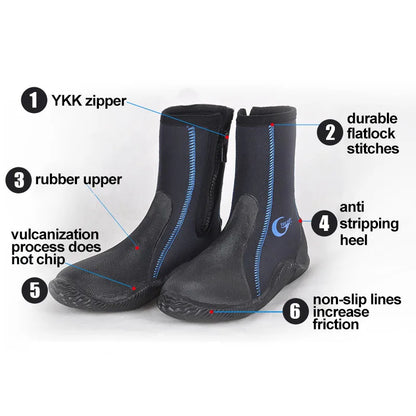 5mm Neoprene Diving Boots Wading Shoes Anti Slip Wear Resistant Snorkeling Socks Winter Water Sports Cold Proof Keep Warm