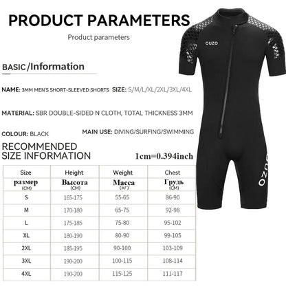 Men Women's 3mm Wetsuit Short-sleeved Shorty Wetsuit Thickened Anti-jellyfish Thermal Diving Swimming Snorkeling Surfing Suit