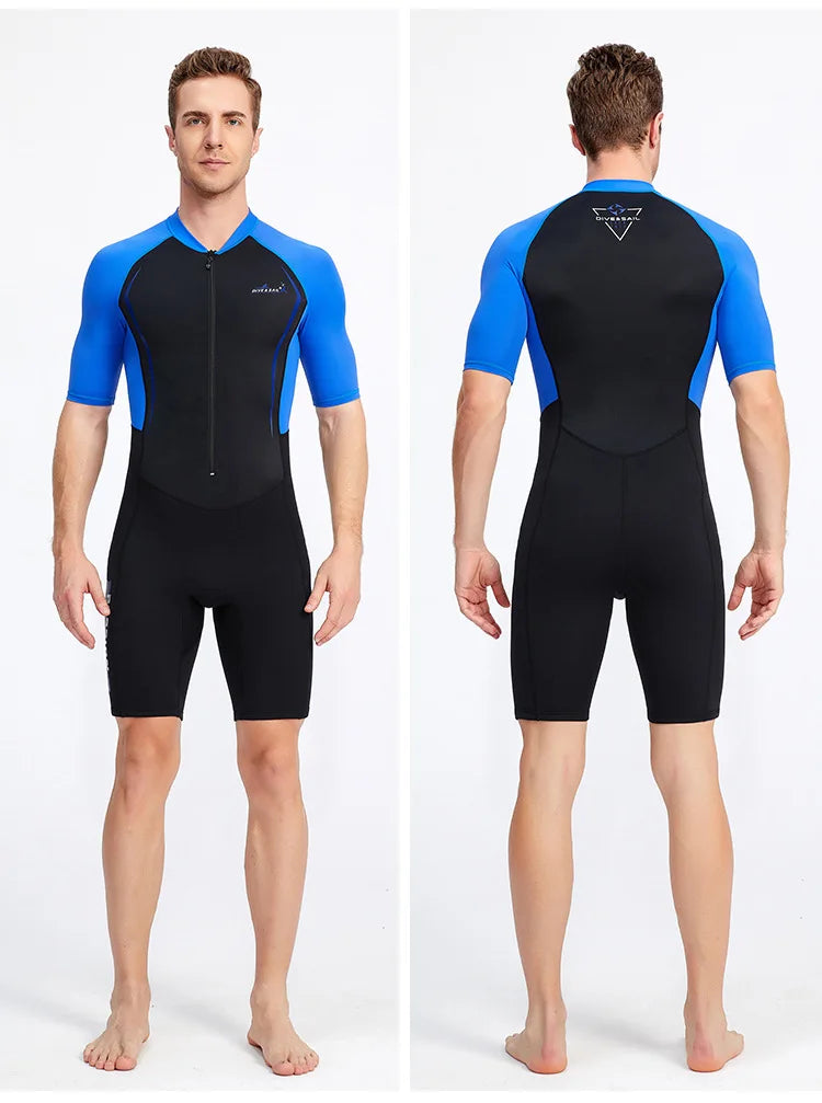 Men Women New Couple Diving Suit One-piece Sunscreen Swimsuit Short-sleeved Shorts 1.5mm Snorkeling Surfing Warm Shorty Wetsuit
