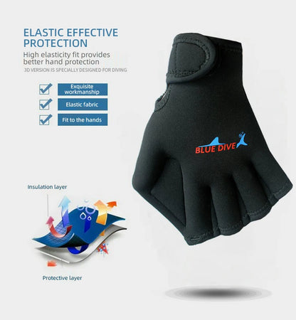 Adults Children's Neoprene Swimming Gloves Fingerless Paddling Duck Paw Snorkeling Winter Swimming Training Classes Gloves