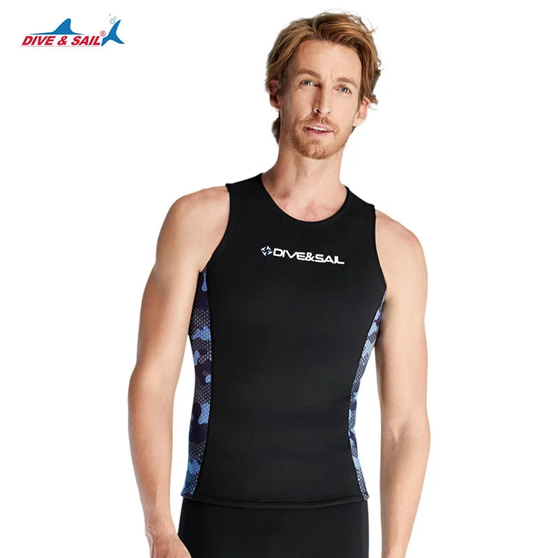 Men Women's 2MM Neoprene Vest Top Short Pants Two Pieces Set Split Wetsuit Female Surfing Swimming Snorkeling Suit Swimwear