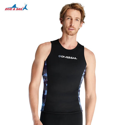 Men Women's 2MM Neoprene Vest Top Short Pants Two Pieces Set Split Wetsuit Female Surfing Swimming Snorkeling Suit Swimwear