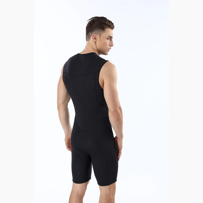 Men's 2MM Neoprene Warm Diving Suit One Piece Vest Shorts Wetsuit Cold Proof Surfing Swimming Snorkeling Bathing Suit Swimsuit