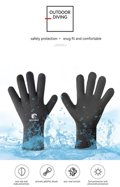 3MM Neoprene Wetsuit Gloves Hand Protectors Winter Swimming Anti-slip Cold-proof Stab-proof Fishing Snorkeling Diving Equipment