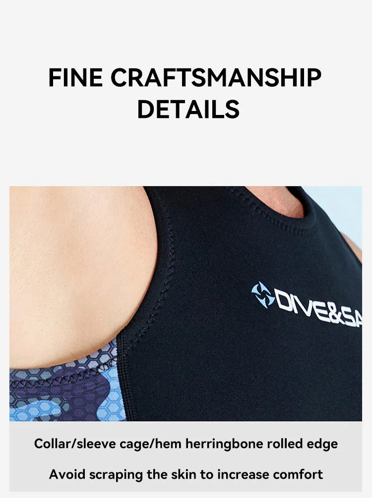 Men Women's 2MM Neoprene Vest Top Short Pants Two Pieces Set Split Wetsuit Female Surfing Swimming Snorkeling Suit Swimwear