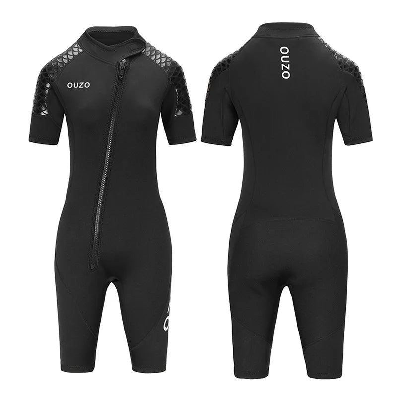 Men Women's 3mm Wetsuit Short-sleeved Shorty Wetsuit Thickened Anti-jellyfish Thermal Diving Swimming Snorkeling Surfing Suit