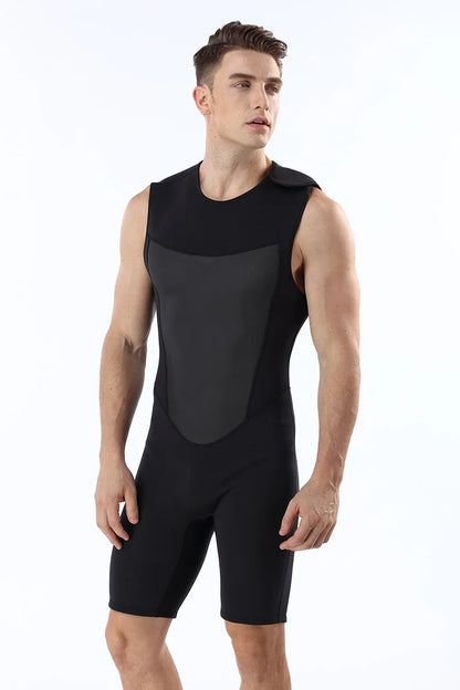 Men's 2MM Neoprene Warm Diving Suit One Piece Vest Shorts Wetsuit Cold Proof Surfing Swimming Snorkeling Bathing Suit Swimsuit