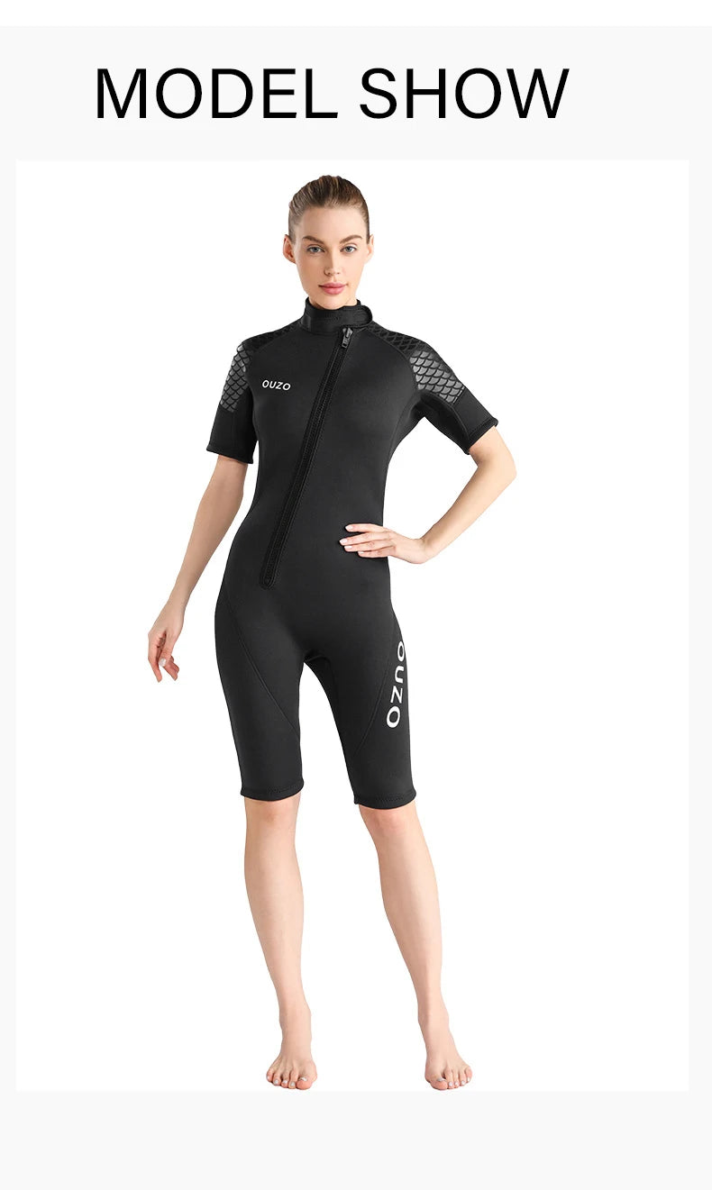 Men Women's 3mm Wetsuit Short-sleeved Shorty Wetsuit Thickened Anti-jellyfish Thermal Diving Swimming Snorkeling Surfing Suit