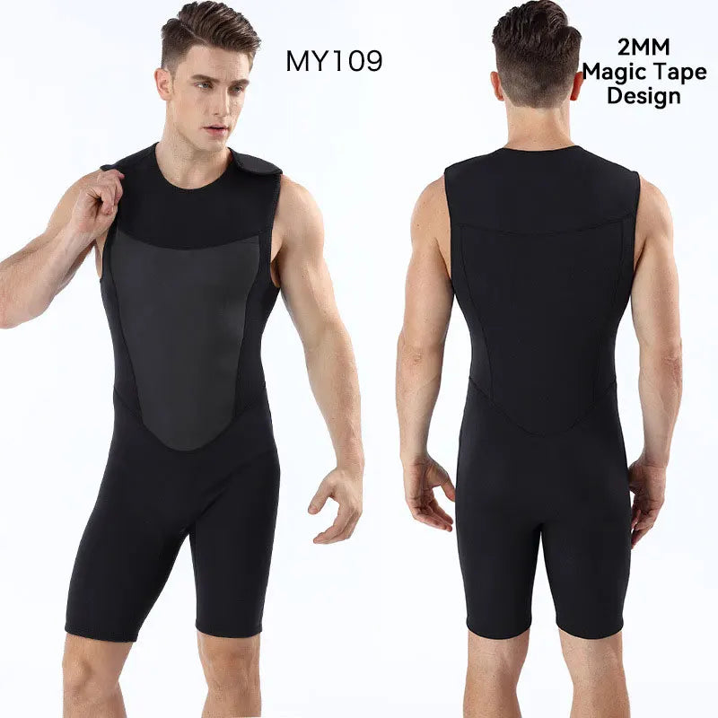 Men's 2MM Neoprene Warm Diving Suit One Piece Vest Shorts Wetsuit Cold Proof Surfing Swimming Snorkeling Bathing Suit Swimsuit