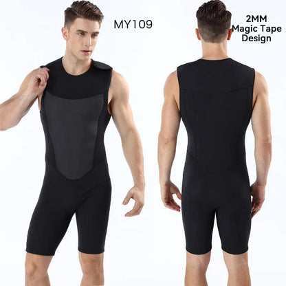 Men's 2MM Neoprene Warm Diving Suit One Piece Vest Shorts Wetsuit Cold Proof Surfing Swimming Snorkeling Bathing Suit Swimsuit