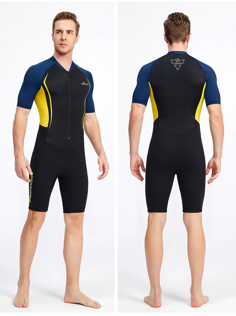Men Women New Couple Diving Suit One-piece Sunscreen Swimsuit Short-sleeved Shorts 1.5mm Snorkeling Surfing Warm Shorty Wetsuit