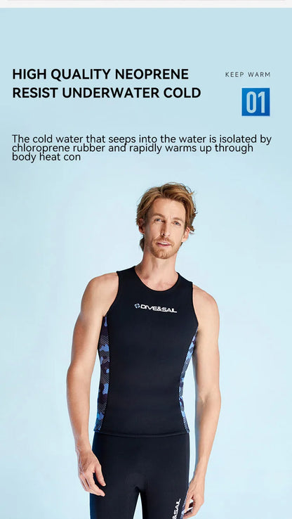 Men Women's 2MM Neoprene Vest Top Short Pants Two Pieces Set Split Wetsuit Female Surfing Swimming Snorkeling Suit Swimwear