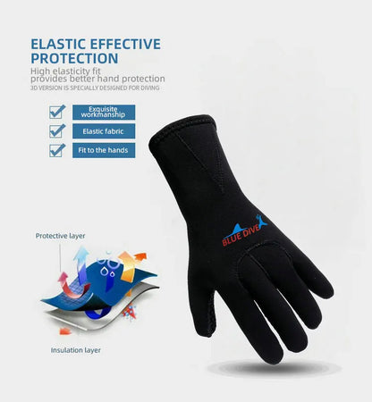 3mm Neoprene Diving Gloves Winter Swimming Scratch Resistant Warm Anti Slip Wear-resistant Professional Surfing Fishing Gloves