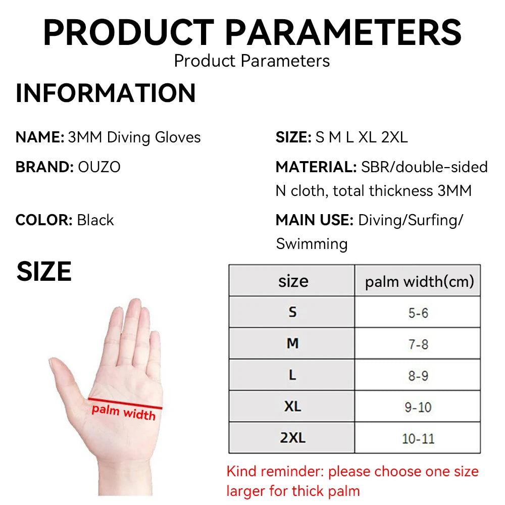 Men Women's 3Mm Neoprene Warm Wear-resistant Snorkeling Diving Gloves Non-slip Fishing Catching Fish Winter Swimming Gloves